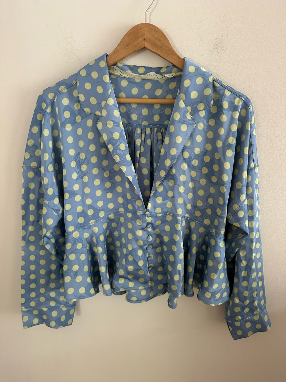 Free people whimsy polka dot peplum top size medium